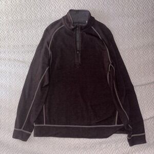 Tommy Bahama Pullover Sweater Mens Medium Brown 1/4 Zip Modern Fit Winter Jacket